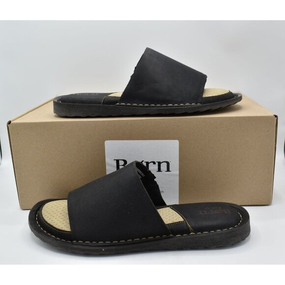Born Mens Size 8 Leeward Black Full Grain Leather Slip On Slide‎ Sandals Shoes main image 12